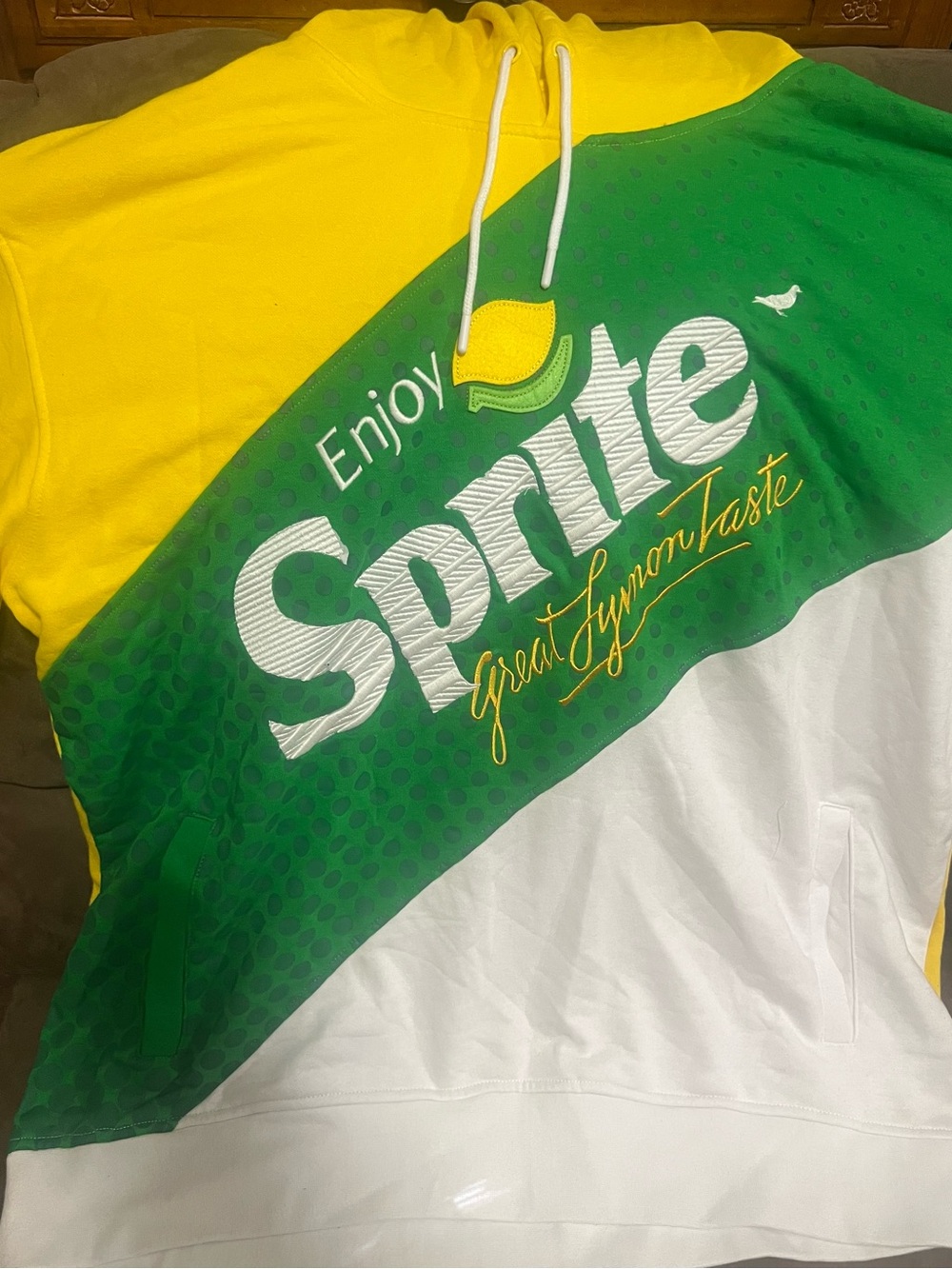 Branded Yellow Green White Pullover Hoodie